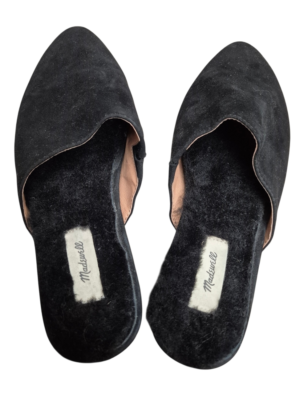 💕Madewell Australian Fur Black Suede Pointed Slip-On Loafers💕